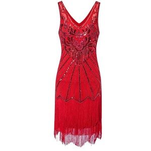 Fantastic Red 1920’s Gatsby Dress. Size Small